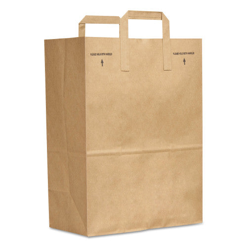 General Grocery Paper Bags, Natural Kraft Flat Handles, 