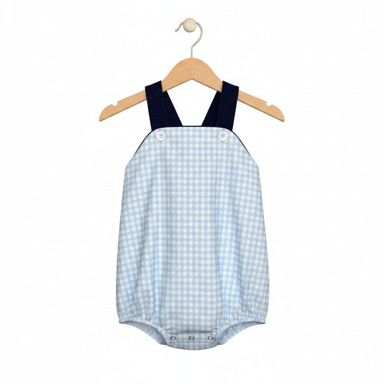 Classic Navy Gingham Bubble Romper